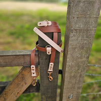 TrinketyPaws™ | BioThane® wasserdichte zweifarbige Training Leine® | HANDSFREE | Brown & Powder Pearl  mit rosegoldenen Beschlägen