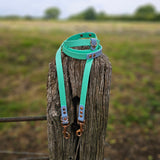 *SALE* TrinketyPaws™ | BioThane® wasserdichte zweifarbige Trainings Leine® | HANDSFREE | Seafoam & Pastel Blue mit rosegoldenen Beschlägen
