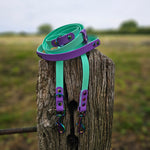TrinketyPaws™ | BioThane® wasserdichte zweifarbige Trainings Leine® | HANDSFREE | Seafoam & Amethyst mit Rainbow Beschlägen