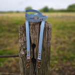 TrinketyPaws™ | BioThane® wasserdichte einfarbige Trainings Leine® | HANDSFREE | Pastel Blue mit rosegoldenen Beschlägen