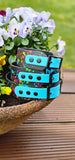 TrinketyPaws™ | BioThane® wasserdichtes SIGHTHOUND Halsband® mit Leine (optional) | Neon Splatter Collection | Black & Neon Blue