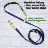 TrinketyPaws™ | BioThane® wasserdichte zweifarbige Trainings Leine® | HANDSFREE | Lilac & Baby Pink mit rosegoldenen Beschlägen
