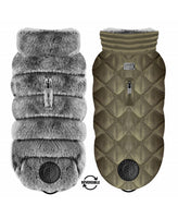 Milk&Pepper | auch für Bulldoggen | Wendbare Winter Jacke | Reversible | Victor Grey/Khaki